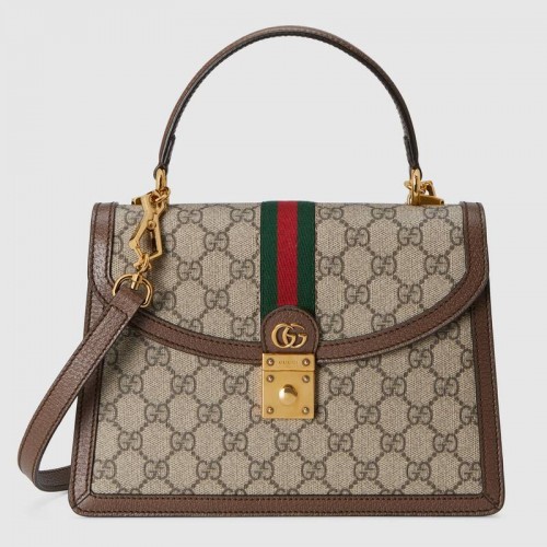 Gucci Ophidia pequeño bolso de mano con Web 651055 marrón