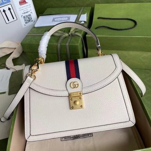 Gucci Ophidia pequeño bolso de mano con Web 651055 blanco