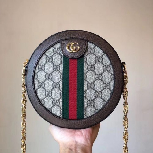 Gucci Original Leather Ophidia mini GG bolso de hombro redondo 171288 marrón
