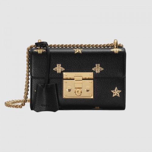 Gucci Padlock Bee Star bolso de hombro pequeño 432182 NEGRO