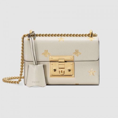Gucci Padlock Bee Star bolso de hombro pequeño 432182 Blanco