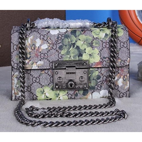 Gucci Padlock Blooms Bolsa de hombro 409487 Negro