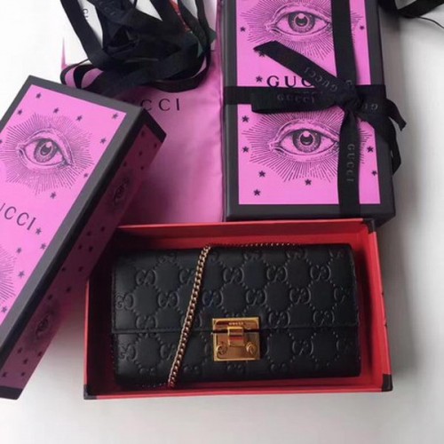 Gucci Candado Continental Monedero 453506 Negro