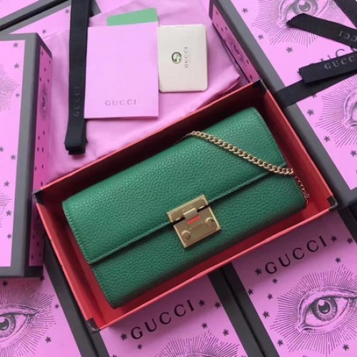 Gucci Padlock Continental Monedero Piel de becerro 453506 Verde