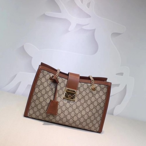 Gucci Padlock GG Supreme Canvas Shoulder Bag 479197 Albaricoque