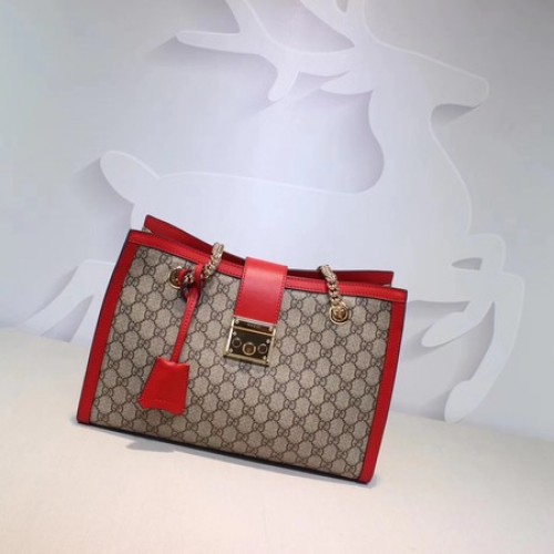 Gucci Padlock GG Supreme Canvas Shoulder Bag 479197 Rojo