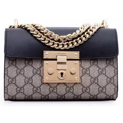 Gucci Padlock GG Supreme Bolsos de Hombro 409487 Negro