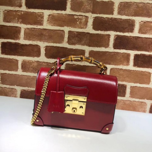 Gucci Padlock GG pequeña mochila de hombro de bambú 603221 rojo