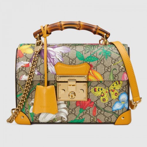 Gucci Padlock GG pequeño hombro de bambú Mochila 603221 amarillo