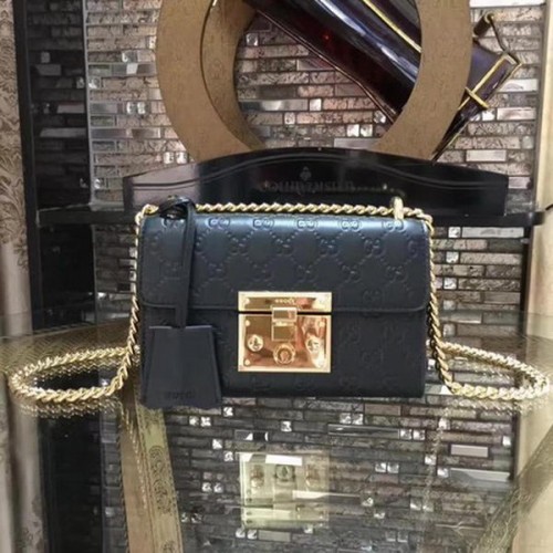 Gucci Padlock Gucci Signature Mini Bolso de hombro 409487 Negro