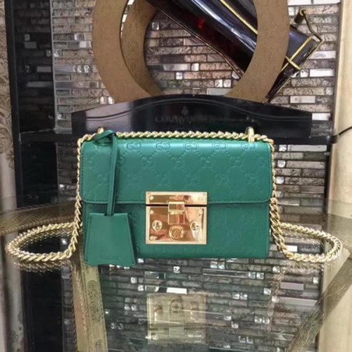 Gucci Padlock Gucci Signature Mini Bolso de Hombro 409487 Verde