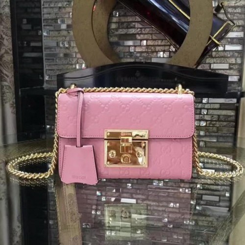 Gucci Padlock Gucci Signature Mini Bolso de Hombro 409487 Rosa