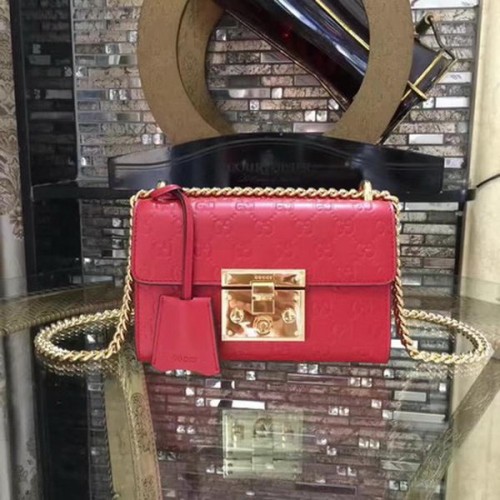 Gucci Padlock Gucci Signature Mini Bolso de Hombro 409487 Rojo
