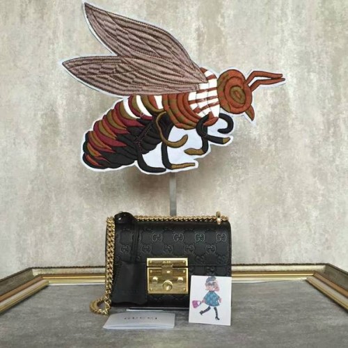 Gucci Padlock Gucci Signature Mini Bolso de hombro 409487A Negro