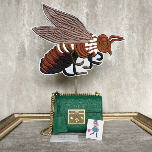 Gucci Padlock Gucci Signature Mini Bolso de Hombro 409487A Verde