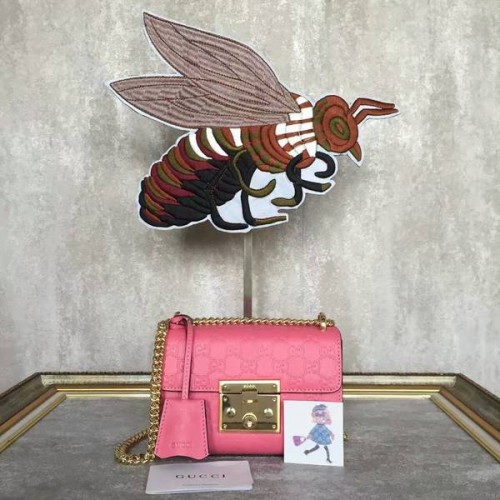 Gucci Padlock Gucci Signature Mini Bolso de hombro 409487A Rosa