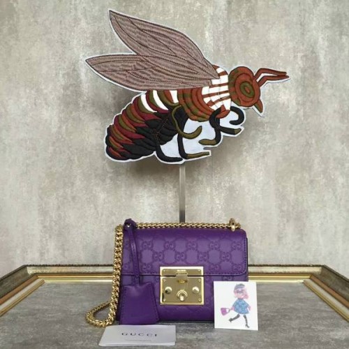 Gucci Padlock Gucci Signature Mini Bolso de hombro 409487A Púrpura