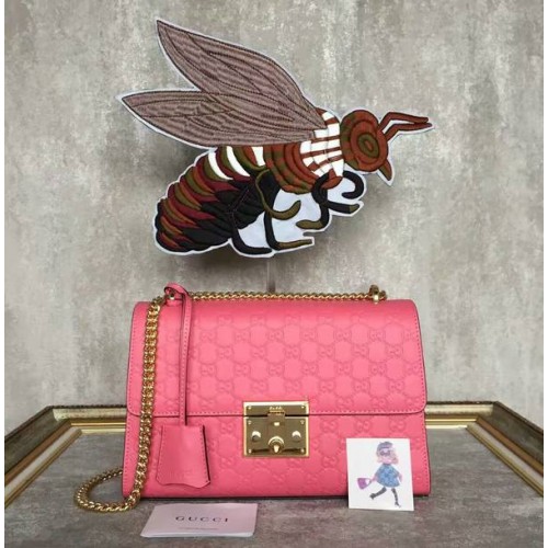 Gucci Padlock Series Gucci Signature Bolso de hombro 409486 Rosa
