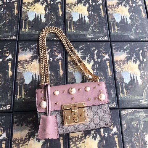 Gucci Padlock pequeño bolso de hombro GG Pearl A409487 rosa