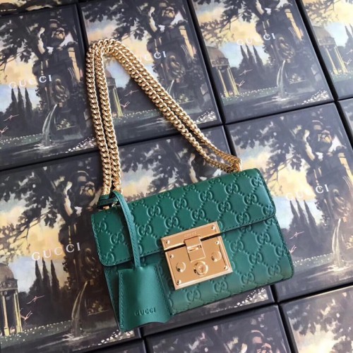 Gucci Padlock pequeño bolso de hombro GG 409487 verde