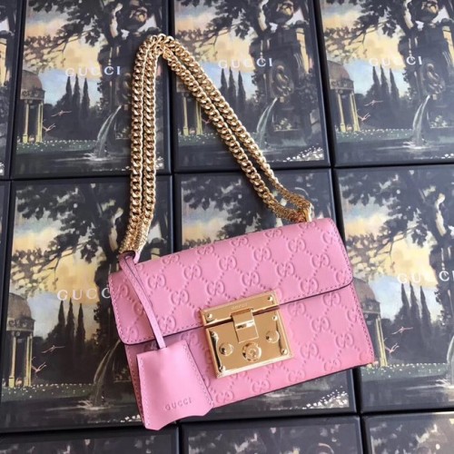 Gucci Padlock pequeño bolso de hombro GG 409487 rosa