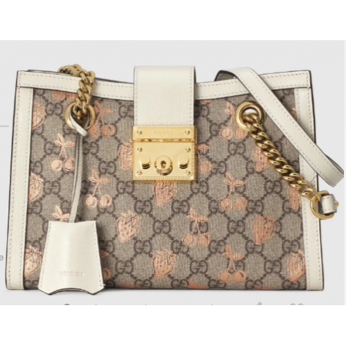 Gucci Padlock pequeño bolso de mano de bayas 498156 Blanco