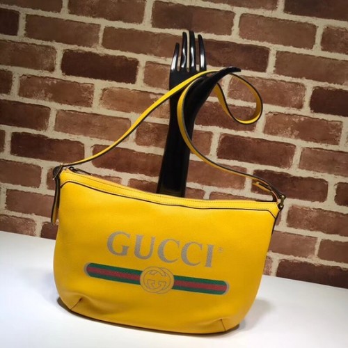 Bolso hobo de media luna con estampado Gucci 523589 amarillo
