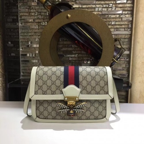 Gucci Queen Margaret GG Supreme bolso de hombro mediano 524356 Blanco