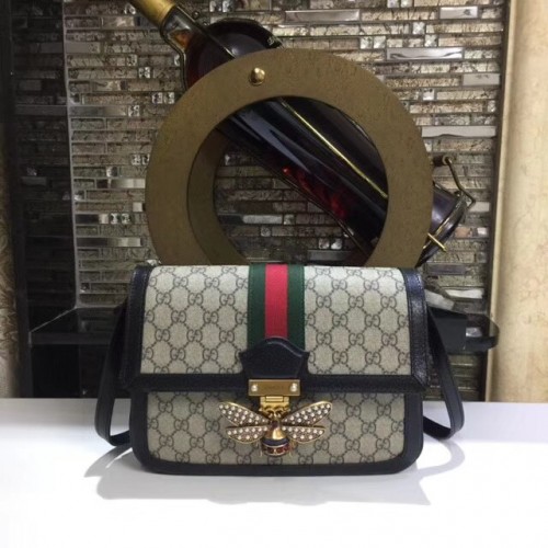 Gucci Queen Margaret GG Supreme bolso de hombro mediano 524356 negro