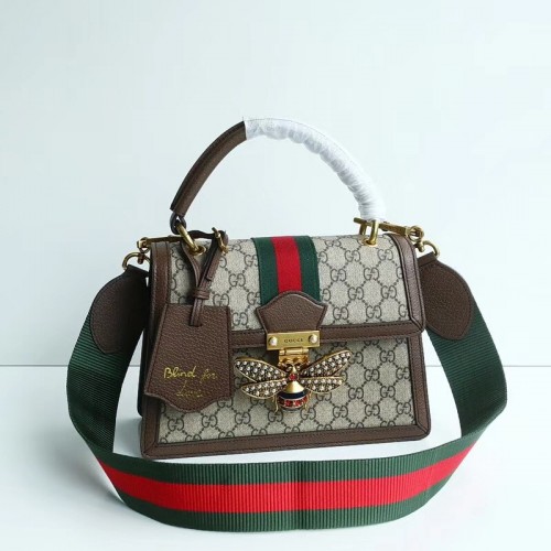 Gucci Queen Margaret GG bolso pequeño con asa superior 476541 marrón