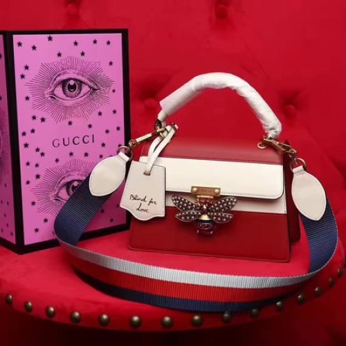 Gucci Queen Margaret Bolso de cuero con asa superior 476541 Rojo
