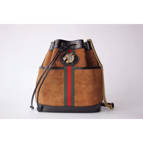 Bolso bombonera mediano Gucci Rajah 553961 Ante marrón
