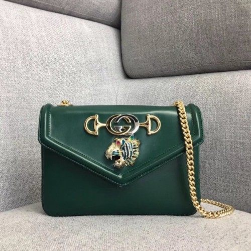 Gucci Rajah bolso de hombro pequeño 537243 Verde oscuro