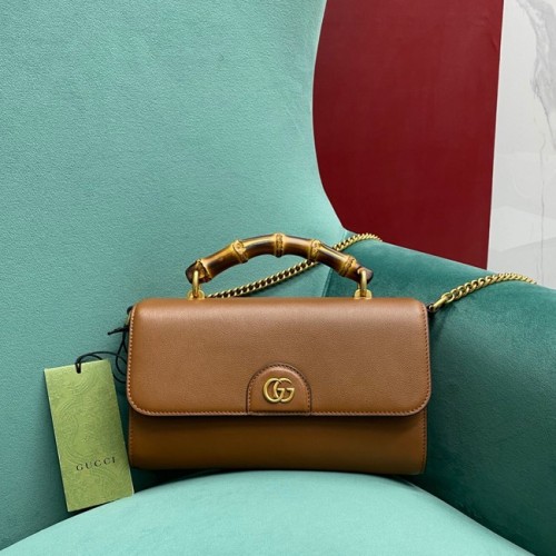 Gucci Bolso pequeño con asa superior y Bambú 675794 marrón