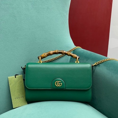 Gucci Bolso pequeño con asa superior y Bambú 675794 verde