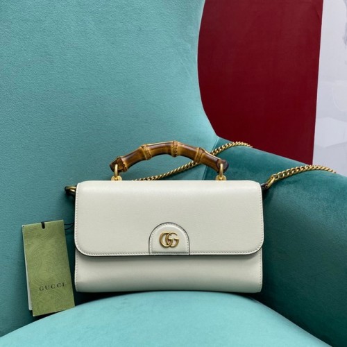 Gucci Bolso pequeño con asa superior y Bambú 675794 blanco
