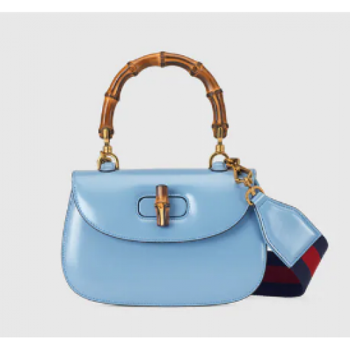 Gucci Bolso pequeño con asa superior y Bambú 675797 azul