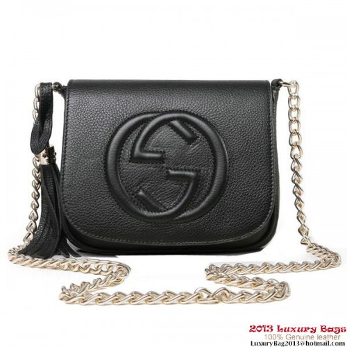 Gucci Soho 323190 Bolso de hombro con cadena de cuero negro