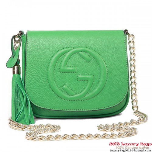 Gucci Soho 323190 Bolso de hombro con cadena de cuero verde