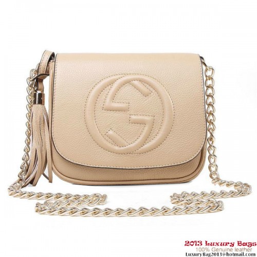 Gucci Soho 323190 Bolso de hombro con cadena de cuero de albaricoque claro