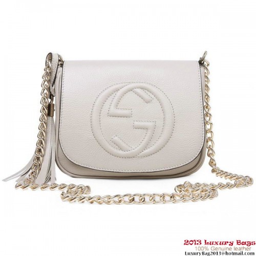 Gucci Soho 323190 Bolso de hombro con cadena de cuero gris claro