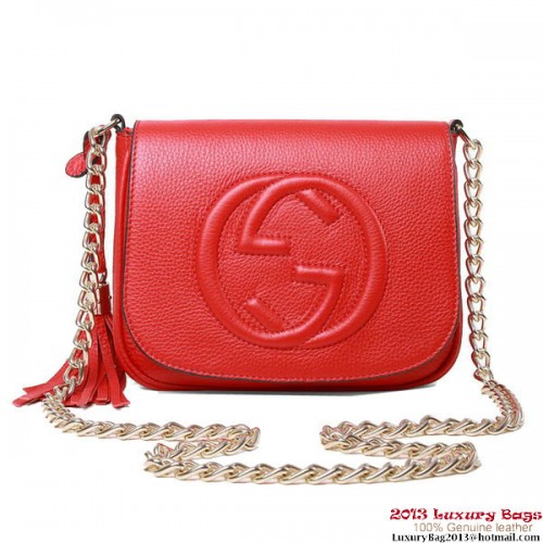 Gucci Soho 323190 Bolso de hombro con cadena de cuero rojo