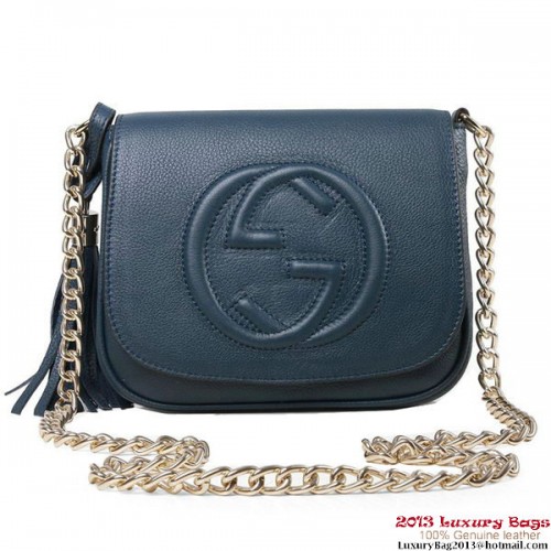 Gucci Soho 323190 bolso de hombro con cadena de cuero azul real