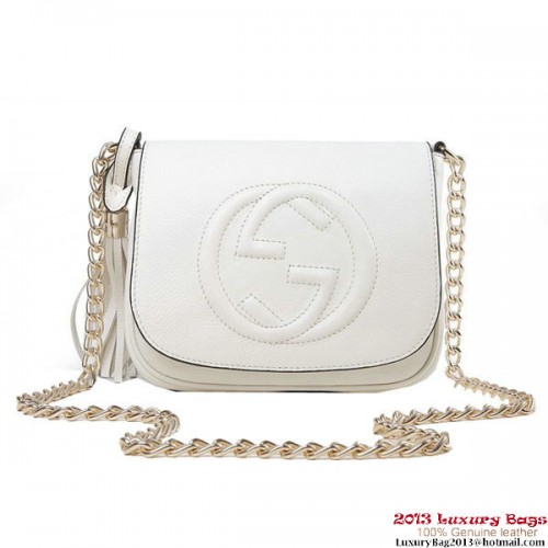 Gucci Soho 323190 Bolso de hombro con cadena de cuero blanco