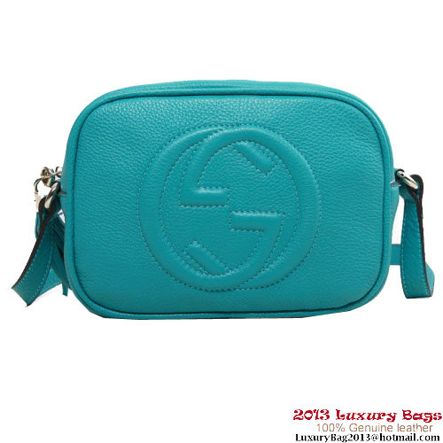 Gucci Soho Bolso disco de piel de becerro 308364 Aguamarina