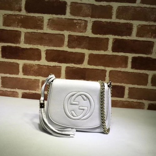 Gucci Soho Bolso de hombro con cadena Piel de becerro 323190 Blanco