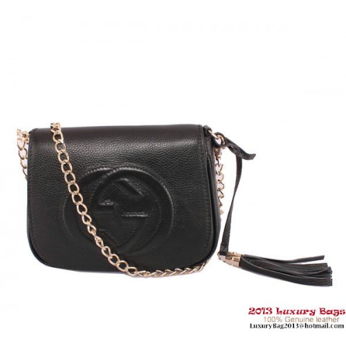 Bolso de hombro con cadena de cuero Gucci Soho 323190 negro