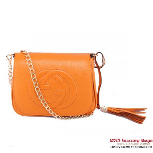 Bolso de hombro con cadena de cuero Gucci Soho 323190 Camel