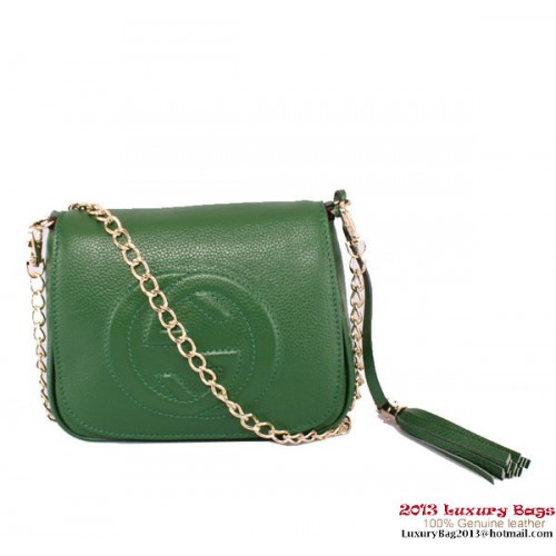 Bolso de hombro con cadena de cuero Gucci Soho 323190 Verde