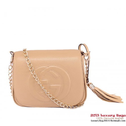 Bolso de hombro con cadena de cuero Gucci Soho 323190 rosa claro